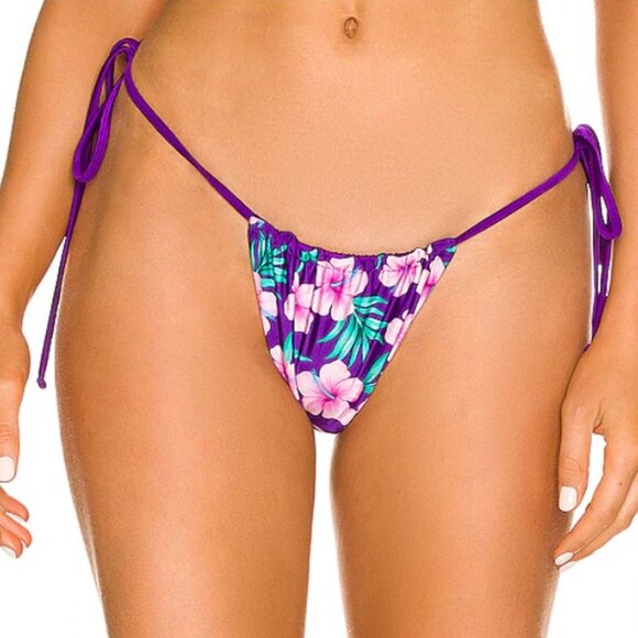 Frankie's Bikinis Other - Frankies Bikinis Purple Hibiscus Tia Satin Bikini Bottom
